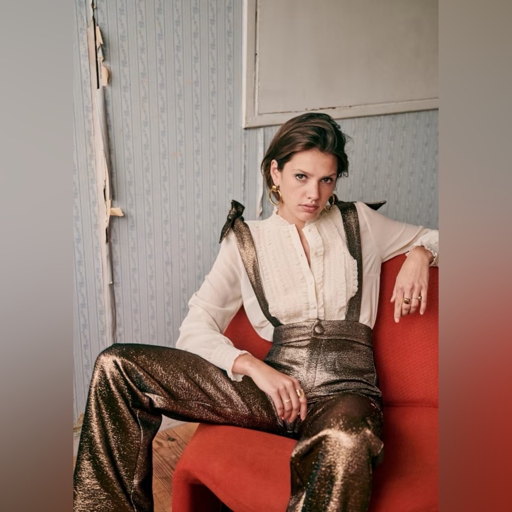 Sezane Metallic Bronze Pants Size 36 BNWOT